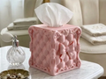Rococo Bow Tissue Box Cover — example colour. Includes: One finished printed item; display accessories excluded. Approximate dimensions (Width × Depth × Height): 1 supplied: 195.1 × 193.9 × 134 mm.