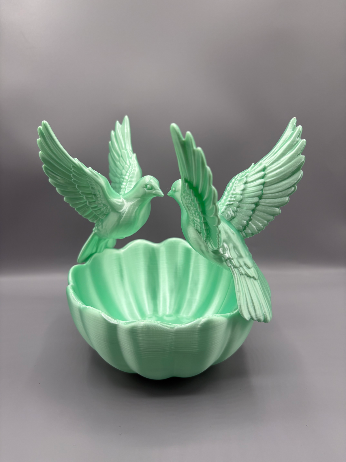 Lovebird Decorative Storage Bowl — example colour. Includes: One finished printed item; display accessories excluded. Approximate dimensions (Width × Depth × Height): 1 supplied: 190.5 × 160.6 × 194 mm.