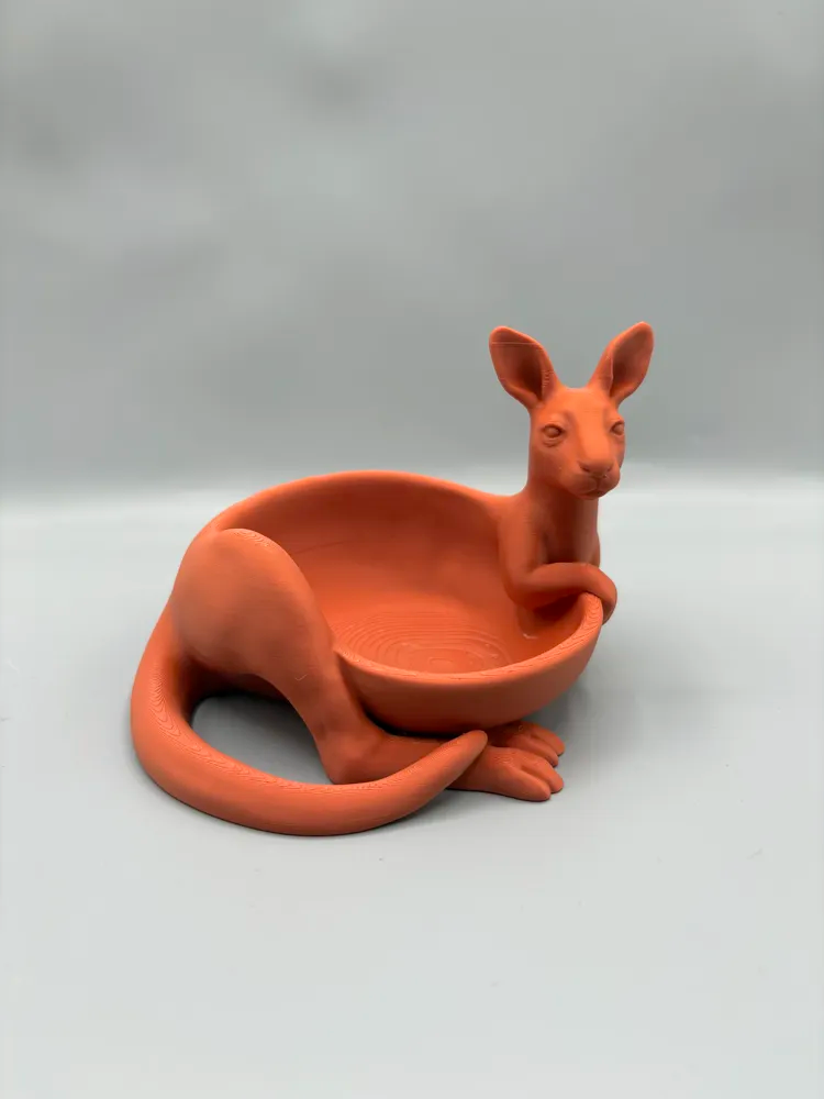 Kangaroo Pouch Catchall Tray — example colour. Includes: One finished printed item; display accessories excluded. Approximate dimensions (Width × Depth × Height): 1 supplied: 177.8 × 146.5 × 125.1 mm.