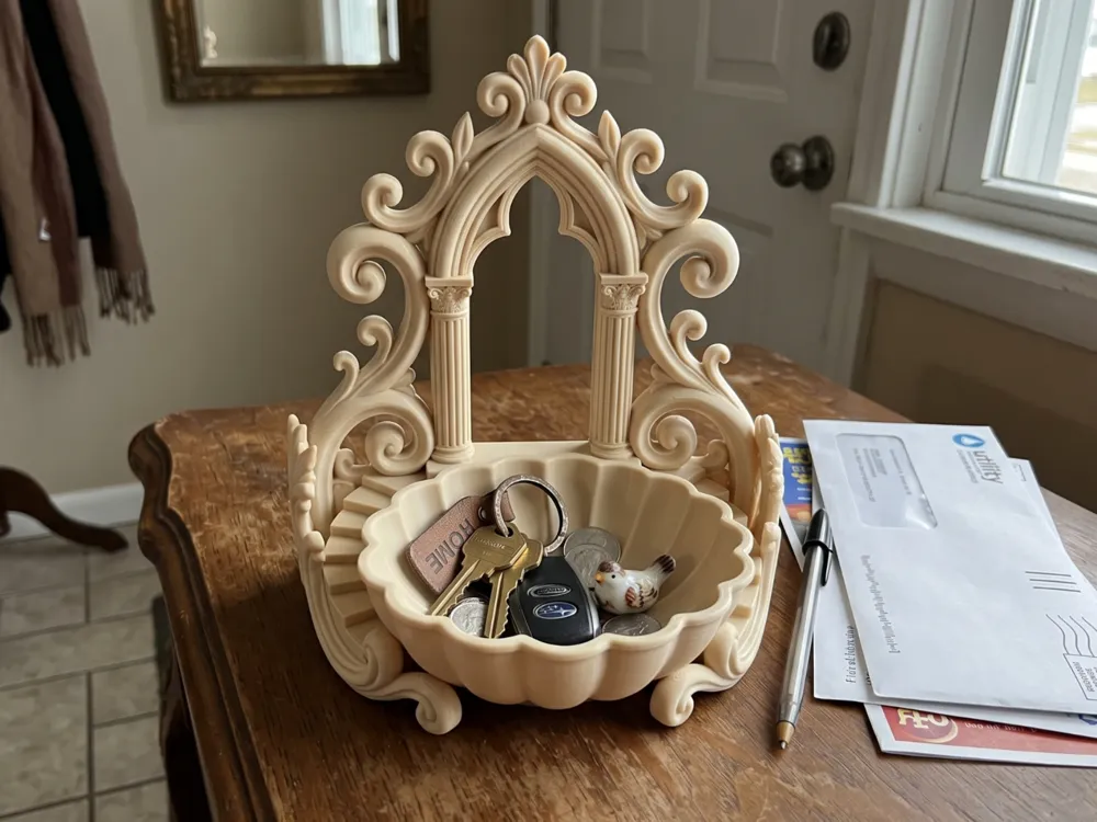 Gothic Cathedral Catchall Tray — example colour. Includes: One finished printed item; display accessories excluded. Approximate dimensions (Width × Depth × Height): 1 supplied: 165.1 × 112.2 × 165.6 mm.