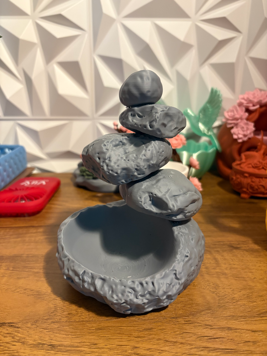 Stacked Stone Cairn Catchall Bowl — example colour. Includes: One finished printed item; display accessories excluded. Approximate dimensions (Width × Depth × Height): 1 supplied: 172.5 × 170.2 × 204 mm.