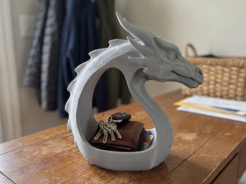 Dragon Entryway Catchall Bowl — example colour. Includes: One finished printed item; display accessories excluded. Approximate dimensions (Width × Depth × Height): 1 supplied: 196.6 × 113.6 × 197.8 mm.