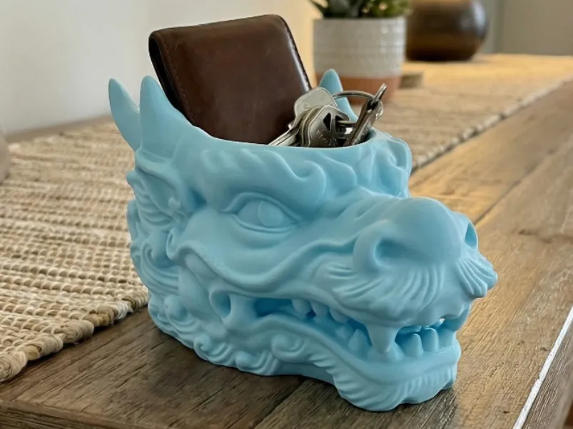 Dragon Head Catchall & Dice Bowl — example colour. Includes: One finished printed item; display accessories excluded. Approximate dimensions (Width × Depth × Height): 1 supplied: 167 × 114.3 × 100.7 mm.