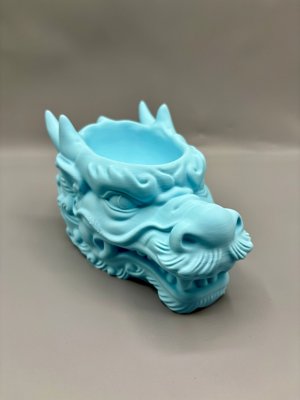 Dragon Head Catchall & Dice Bowl — example colour. Includes: One finished printed item; display accessories excluded. Approximate dimensions (Width × Depth × Height): 1 supplied: 167 × 114.3 × 100.7 mm.