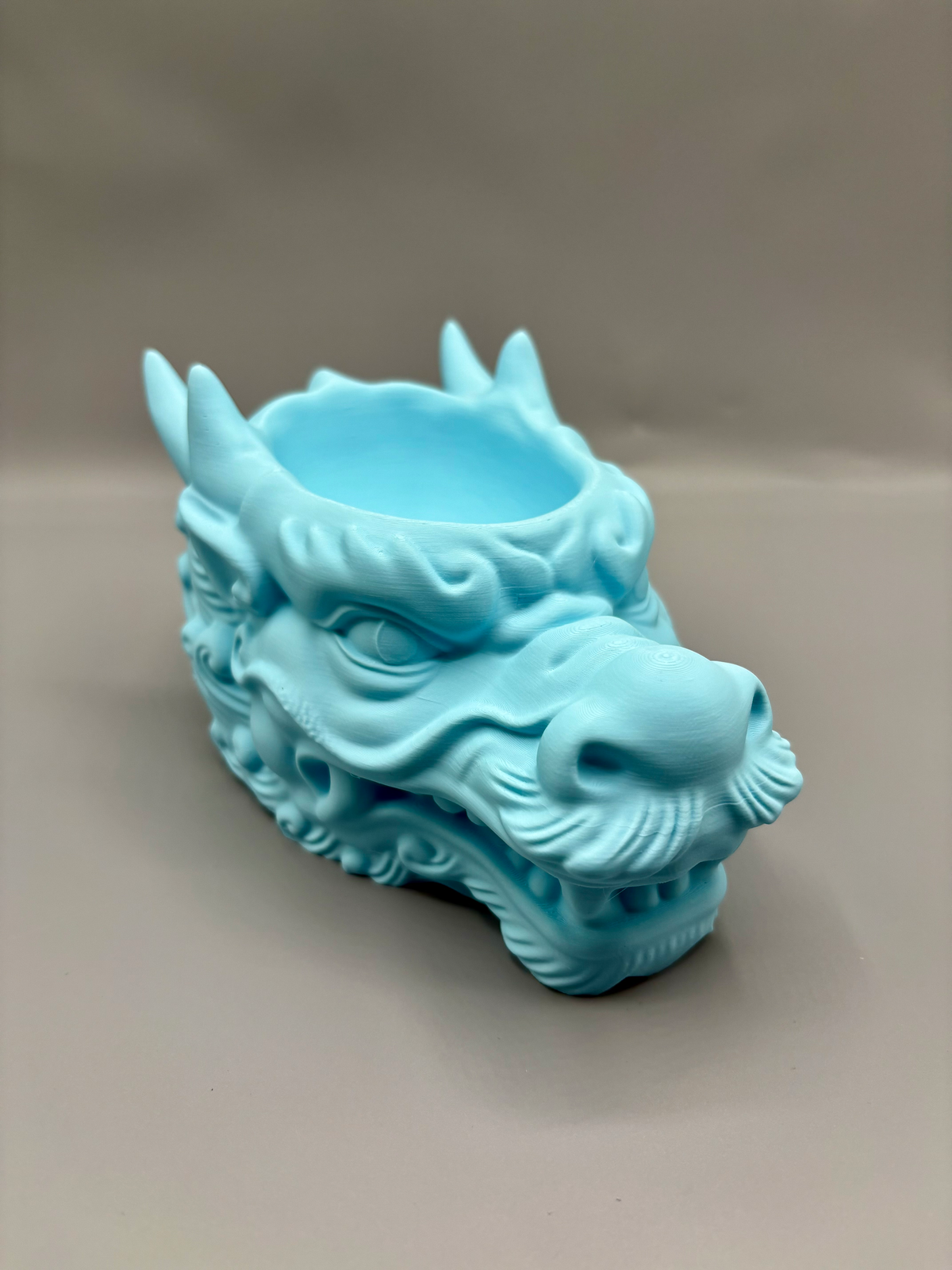 Dragon Head Catchall & Dice Bowl — example colour. Includes: One finished printed item; display accessories excluded. Approximate dimensions (Width × Depth × Height): 1 supplied: 167 × 114.3 × 100.7 mm.