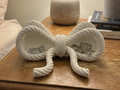 Rope Bow Double Jewellery Dish — example colour. Includes: One finished printed item; display accessories excluded. Approximate dimensions (Width × Depth × Height): 1 supplied: 157 × 114.3 × 63.5 mm.