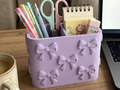 Bow Desk Organiser & Stationery Tray — example colour. Includes: One finished printed item; display accessories excluded. Approximate dimensions (Width × Depth × Height): 1 supplied: 101.6 × 55.9 × 76.4 mm.
