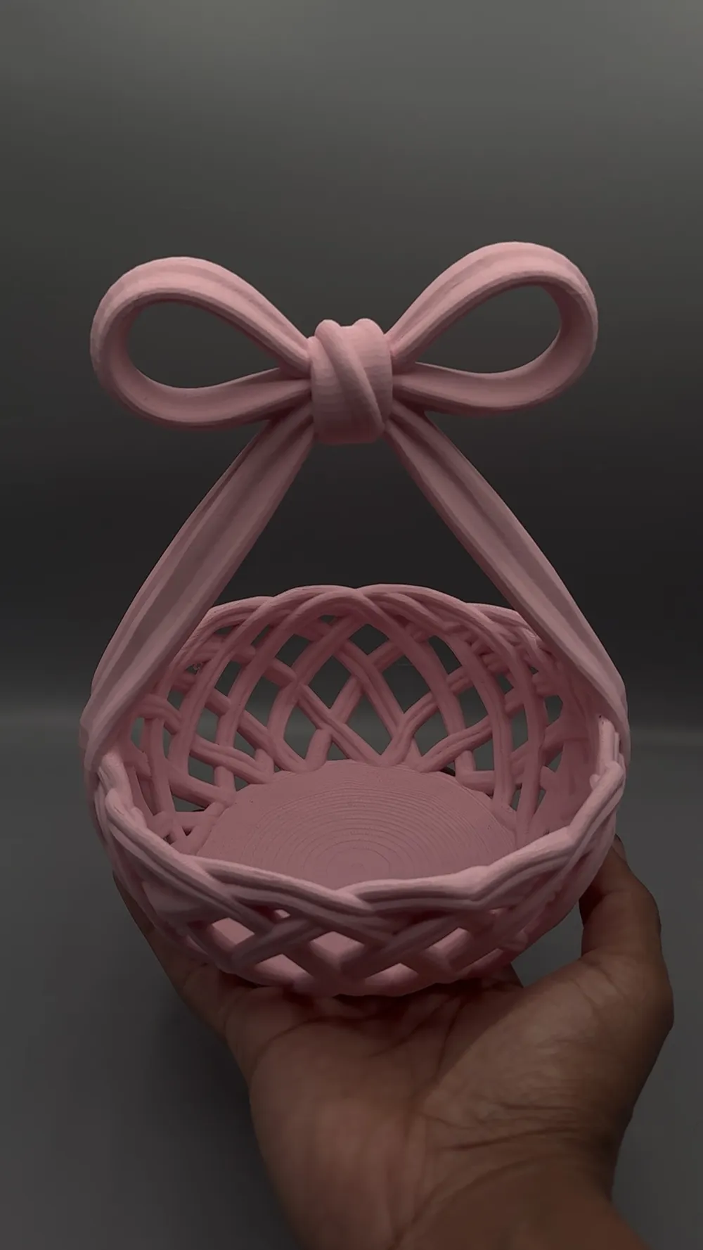 Woven Bow Handle Storage Basket — example colour. Includes: One finished item supplied; display accessories are excluded. Approximate dimensions (Width × Depth × Height): 1 supplied: 101.6 × 98.7 × 123.3 mm.