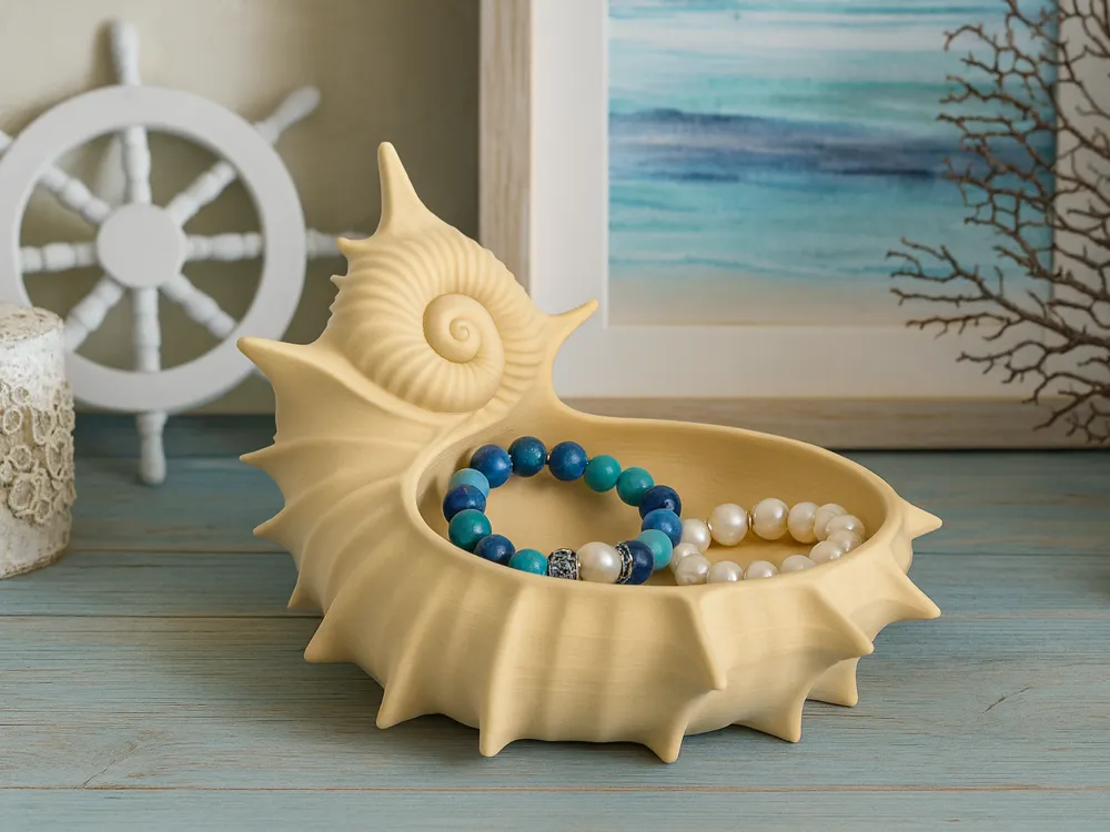 Spiked Spiral Shell Catchall Bowl — example colour. Includes: One finished item supplied; display accessories are excluded. Approximate dimensions (Width × Depth × Height): 1 supplied: 165.1 × 143.4 × 106 mm.