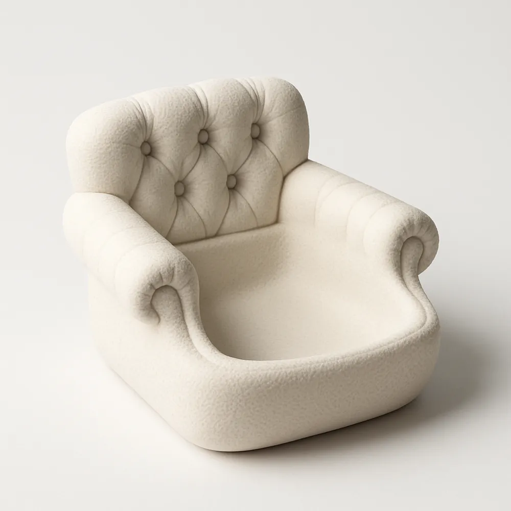 Tufted Armchair Catchall Tray — example colour. Includes: One finished item supplied; display accessories are excluded. Approximate dimensions (Width × Depth × Height): 1 supplied: 153.2 × 152.4 × 127.5 mm.