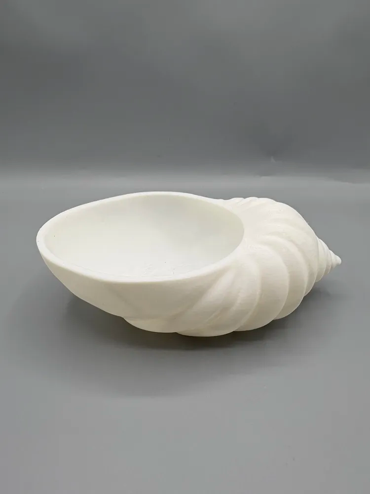 Ridged Coastal Seashell Catchall Bowl — example colour. Includes: One finished item supplied; display accessories are excluded. Approximate dimensions (Width × Depth × Height): 1 supplied: 177.8 × 103.6 × 61 mm.
