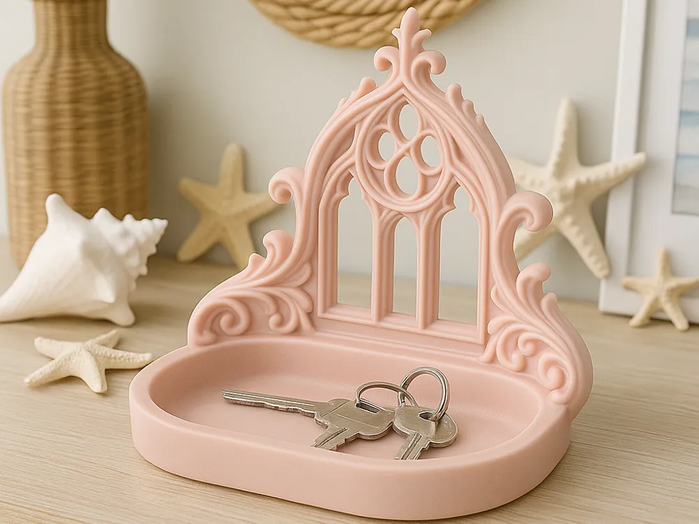 Baroque Gothic Arch Catchall Tray — example colour. Includes: One finished item supplied; display accessories are excluded. Approximate dimensions (Width × Depth × Height): 1 supplied: 127 × 102.9 × 114 mm.