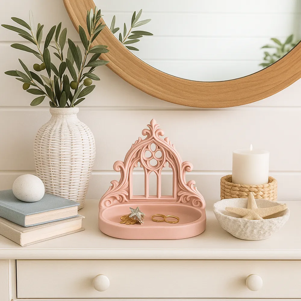 Baroque Gothic Arch Catchall Tray — example colour. Includes: One finished item supplied; display accessories are excluded. Approximate dimensions (Width × Depth × Height): 1 supplied: 127 × 102.9 × 114 mm.