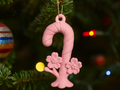Floral Candy Cane Christmas Ornament — example colour. Includes: One finished item supplied; display accessories are excluded. Approximate dimensions (Width × Depth × Height): 1 supplied: 101.6 × 55.5 × 17.8 mm.
