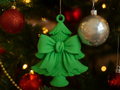 Ribbon Bow Christmas Tree Ornament — example colour. Includes: One finished item supplied; display accessories are excluded. Approximate dimensions (Width × Depth × Height): 1 supplied: 101.6 × 88.4 × 16.5 mm.