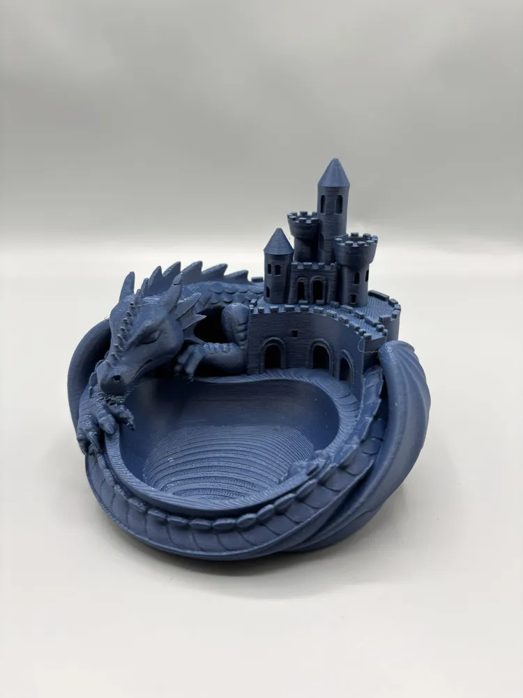 Dragon Guardian Castle Catchall Bowl — example colour. Includes: One finished item supplied; display accessories are excluded. Approximate dimensions (Width × Depth × Height): 1 supplied: 152.6 × 152.4 × 130.4 mm.
