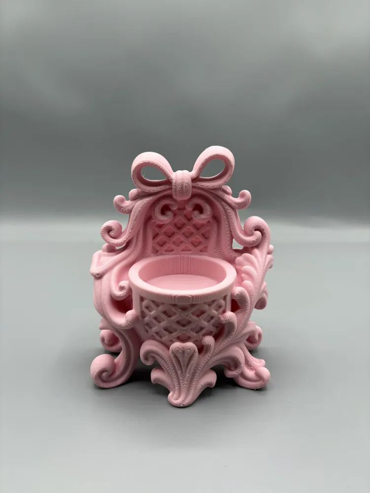 Ornate Ribbon Bow LED Tea Light Holder — example colour. Includes: One finished item supplied; display accessories are excluded. Approximate dimensions (Width × Depth × Height): 1 supplied: 86.1 × 45 × 99.3 mm.