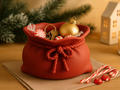 Santa Sack Wrapped-Treat Catchall Bowl — example colour. Includes: One finished item supplied; display accessories are excluded. Approximate dimensions (Width × Depth × Height): 1 supplied: 127 × 121.2 × 78.3 mm.