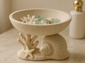Coral Shell & Starfish Vanity Bowl — example colour. Includes: One finished item supplied; display accessories are excluded. Approximate dimensions (Width × Depth × Height): 1 supplied: 135.8 × 135.7 × 88.9 mm.