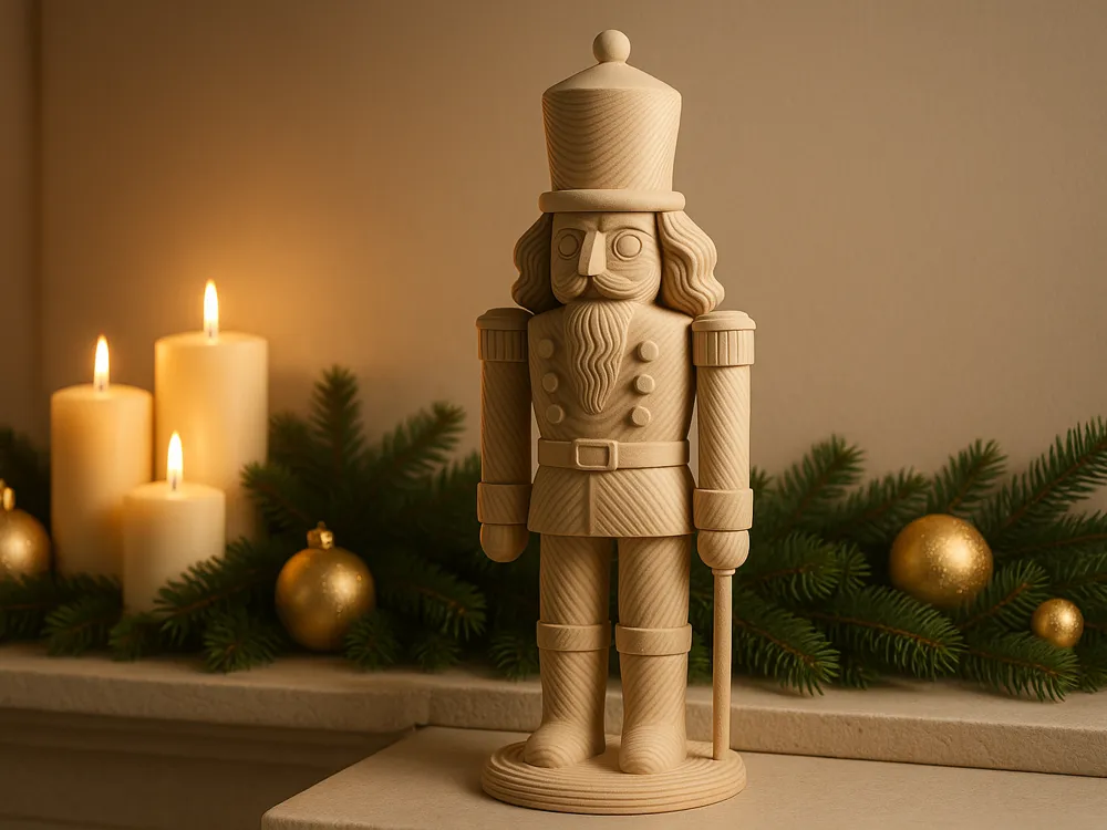 Minimalist Nutcracker Decorative Figurine — example colour. Includes: One finished item supplied; display accessories are excluded. Approximate dimensions (Width × Depth × Height): 1 supplied: 53 × 48 × 152.4 mm.