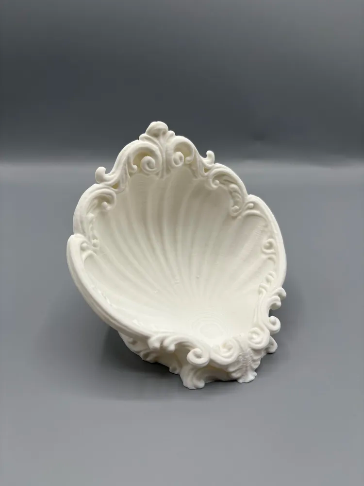 Baroque Shell Jewellery Dish — example colour. Includes: One finished item supplied; display accessories are excluded. Approximate dimensions (Width × Depth × Height): 1 supplied: 119.9 × 105.3 × 101.6 mm.