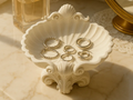 Ornate Coastal Shell Jewellery Dish — example colour. Includes: One finished item supplied; display accessories are excluded. Approximate dimensions (Width × Depth × Height): 1 supplied: 102.1 × 102 × 76.2 mm.