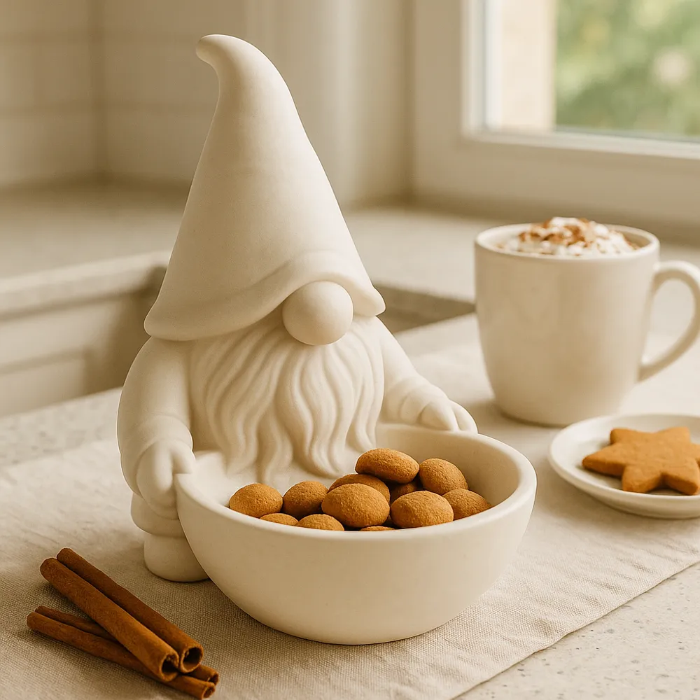 Christmas Gnome Decorative Catchall Bowl — example colour. Includes: One finished item supplied; display accessories are excluded. Approximate dimensions (Width × Depth × Height): 1 supplied: 133.3 × 106.7 × 150.3 mm.