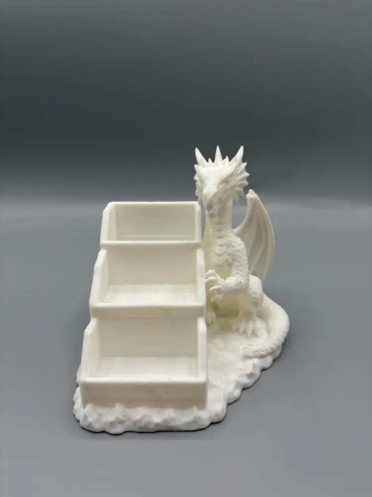 Dragon Tiered Desk Organiser — example colour. Includes: One finished item supplied; display accessories are excluded. Approximate dimensions (Width × Depth × Height): 1 supplied: 162.7 × 154 × 139.7 mm.