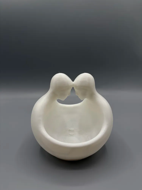 Abstract Embrace Catchall Bowl — example colour. Includes: One finished item supplied; display accessories are excluded. Approximate dimensions (Width × Depth × Height): 1 supplied: 134 × 133.4 × 127 mm.