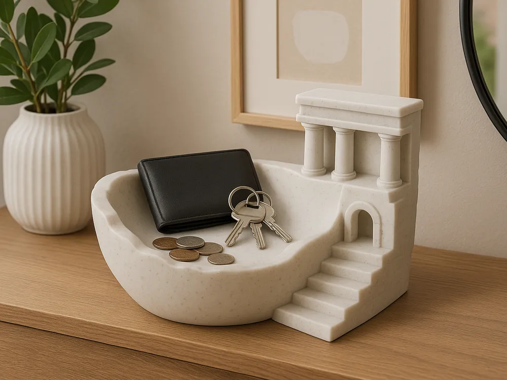 Roman Ruin Architectural Catchall Bowl — example colour. Includes: One finished item supplied; display accessories are excluded. Approximate dimensions (Width × Depth × Height): 1 supplied: 106.4 × 101.6 × 79.9 mm.