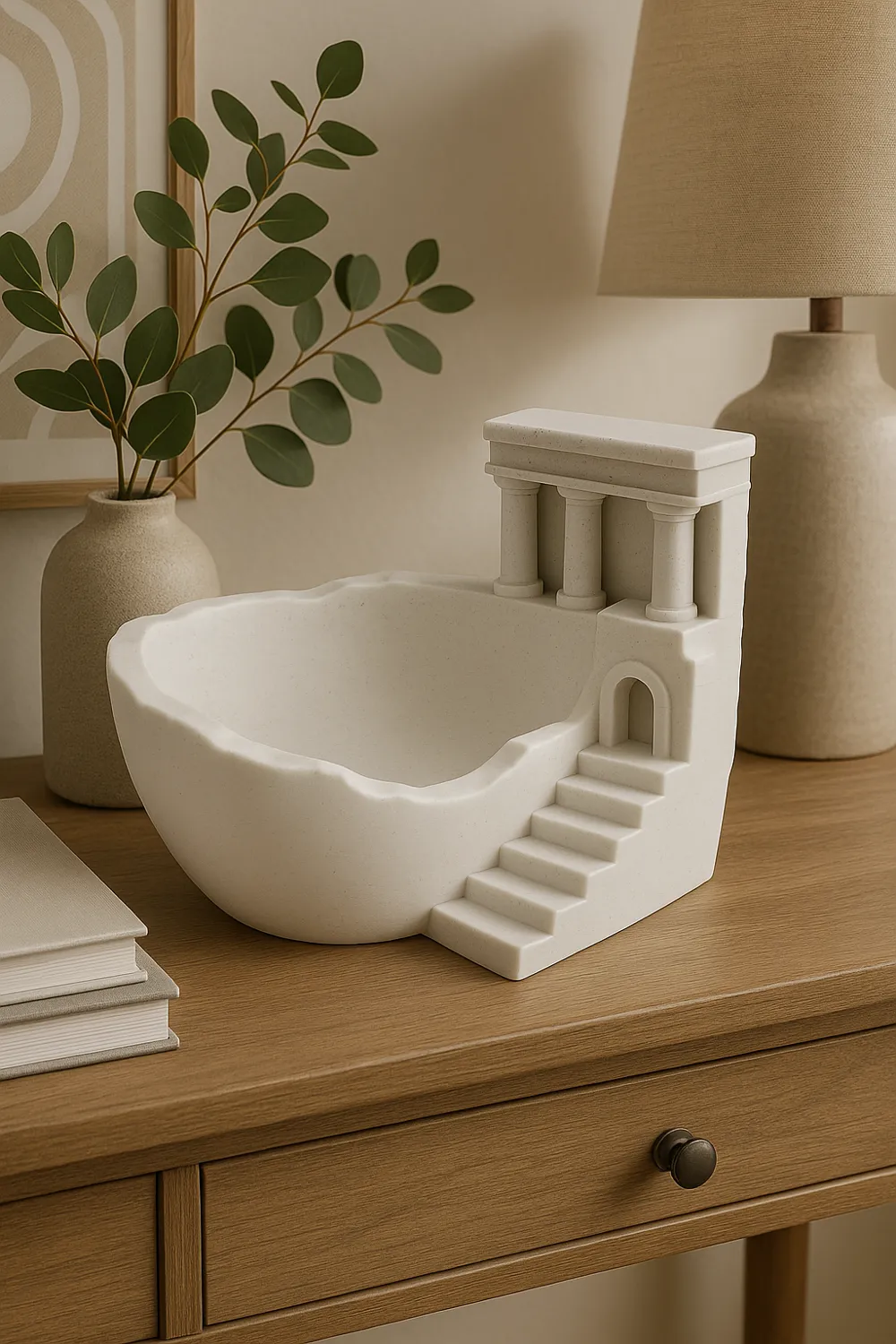 Roman Ruin Architectural Catchall Bowl — example colour. Includes: One finished item supplied; display accessories are excluded. Approximate dimensions (Width × Depth × Height): 1 supplied: 106.4 × 101.6 × 79.9 mm.
