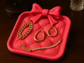 Quilted Bow Accent Jewellery Tray — example colour. Includes: One finished item supplied; display accessories are excluded. Approximate dimensions (Width × Depth × Height): 1 supplied: 159.1 × 152.4 × 25.8 mm.
