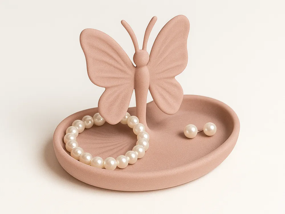 Butterfly Jewellery Catchall Tray — example colour. Includes: One finished item supplied; display accessories are excluded. Approximate dimensions (Width × Depth × Height): 1 supplied: 171.4 × 116.2 × 112.2 mm.
