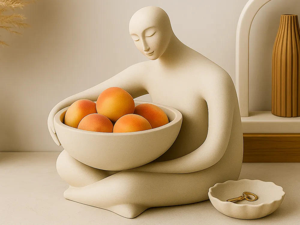 Serene Guardian Sculptural Display Bowl — example colour. Includes: One finished item supplied; display accessories are excluded. Approximate dimensions (Width × Depth × Height): 1 supplied: 173.7 × 171 × 174.4 mm.
