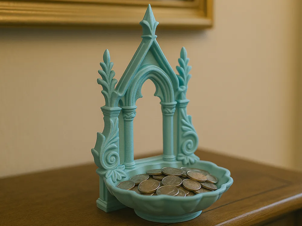 Gothic Arch Shell Catchall Tray — example colour. Includes: One finished item supplied; display accessories are excluded. Approximate dimensions (Width × Depth × Height): 1 supplied: 121.5 × 107.6 × 177.1 mm.