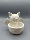 Smiling Bat Halloween Wrapped-Treat Bowl — example colour. Includes: One finished item supplied; display accessories are excluded. Approximate dimensions (Width × Depth × Height): 1 supplied: 219.1 × 150 × 167.2 mm.