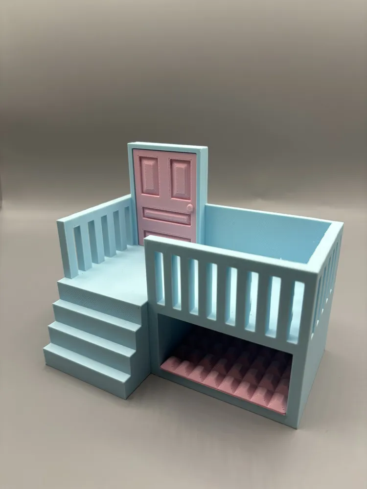 Mini House Porch Entryway Organiser — example colour. Includes: One finished item supplied; display accessories are excluded. Approximate dimensions (W × D × H): • Porch organiser main body: 152.4 × 127 × 101.6 mm. • Floor insert: 75.7 × 50.3 × 4.6 mm. • Decorative door panel: 72.5 × 50.3 × 5.6 mm.