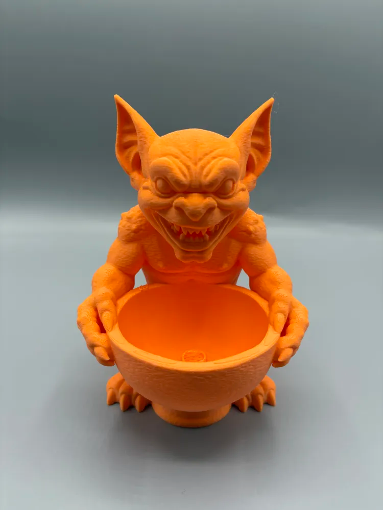 Gargoyle Halloween Wrapped-Treat Bowl — example colour. Includes: One finished item supplied; display accessories are excluded. Approximate dimensions (Width × Depth × Height): 1 supplied: 144.5 × 142.2 × 203.2 mm.