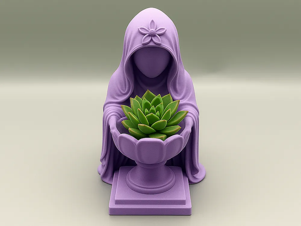 Hooded Guardian Decorative Planter — example colour. Includes: One finished item supplied; display accessories are excluded. Approximate dimensions (Width × Depth × Height): 1 supplied: 127.3 × 111.2 × 165.1 mm.