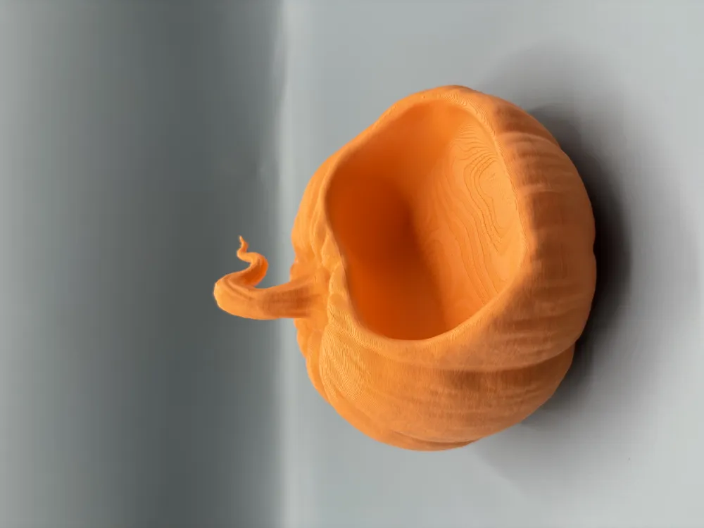 Curled-Stem Pumpkin Catchall Bowl — example colour. Includes: One finished item supplied; display accessories are excluded. Approximate dimensions (Width × Depth × Height): 1 supplied: 183.3 × 177.4 × 152 mm.