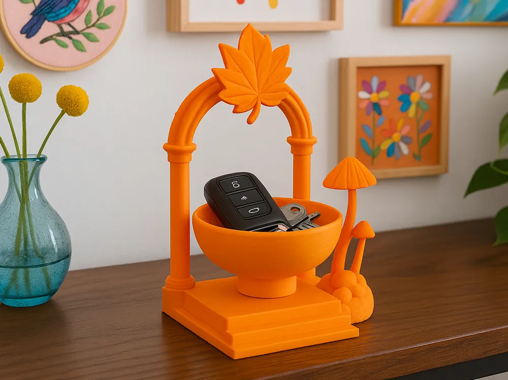 Maple Leaf & Mushroom Arch Catchall — example colour. Includes: One finished item supplied; display accessories are excluded. Approximate dimensions (Width × Depth × Height): 1 supplied: 151.4 × 124.9 × 200.4 mm.