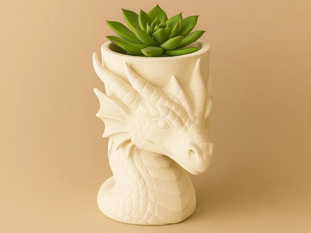 Dragon Head Decorative Plant & Storage Cup — example colour. Includes: One finished item supplied; display accessories are excluded. Approximate dimensions (Width × Depth × Height): 1 supplied: 85 × 70.9 × 99 mm.