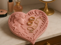 Art Nouveau Heart Jewellery Tray — example colour. Includes: One finished item supplied; display accessories are excluded. Approximate dimensions (Width × Depth × Height): 1 supplied: 152.4 × 142.1 × 16.6 mm.