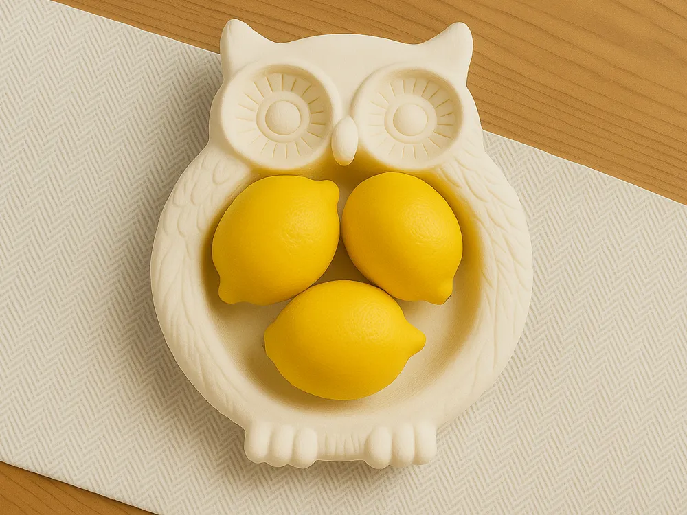 Owl Feather Decorative Catchall Tray — example colour. Includes: One finished item supplied; display accessories are excluded. Approximate dimensions (Width × Depth × Height): 1 supplied: 127 × 114.7 × 32.4 mm.