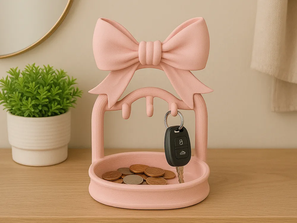 Entryway Bow Key Catchall Tray — example colour. Includes: One finished item supplied; display accessories are excluded. Approximate dimensions (Width × Depth × Height): 1 supplied: 113.3 × 88 × 151.1 mm.