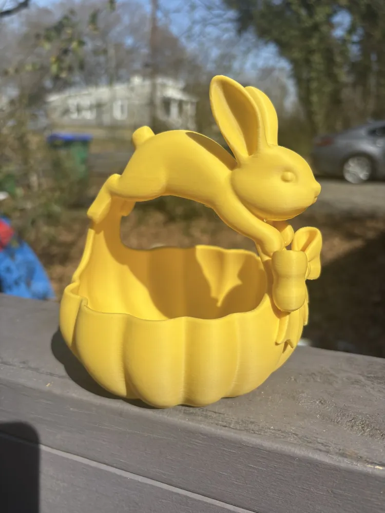 Jumping Bunny Easter Display Basket — example colour. Includes: One finished item supplied; display accessories are excluded. Approximate dimensions (Width × Depth × Height): 1 supplied: 152.4 × 152.2 × 165.9 mm.