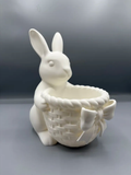 Easter Bunny & Ribbon Bow Basket — example colour. Includes: One finished item supplied; display accessories are excluded. Approximate dimensions (Width × Depth × Height): 1 supplied: 159.4 × 116.5 × 182.9 mm.