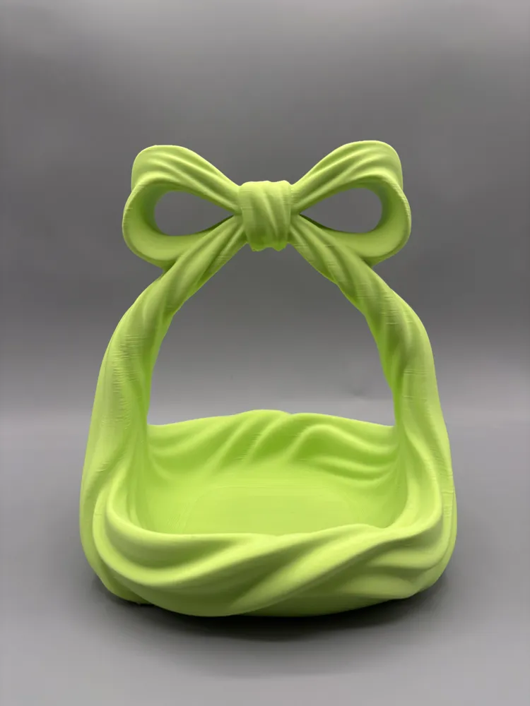 Draped Bow Jewellery Basket & Stand — example colour. Includes: One finished item supplied; display accessories are excluded. Approximate dimensions (Width × Depth × Height): 1 supplied: 153.6 × 152.4 × 165.1 mm.