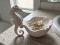 Seahorse & Scallop Shell Jewellery Dish — example colour. Includes: One finished item supplied; display accessories are excluded. Approximate dimensions (Width × Depth × Height): 1 supplied: 161 × 120.8 × 141.8 mm.