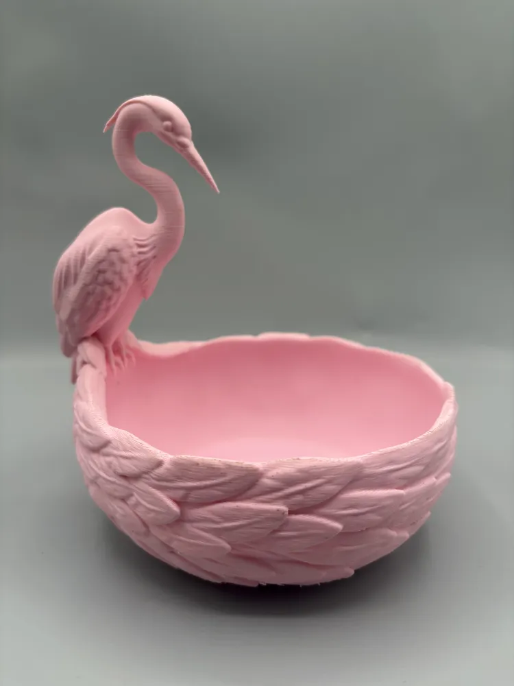 Heron Feather Vanity Accessory Bowl — example colour. Includes: One finished item supplied; display accessories are excluded. Approximate dimensions (Width × Depth × Height): 1 supplied: 167.3 × 152.4 × 170.1 mm.